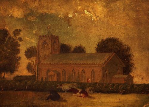 Old Church oil painting